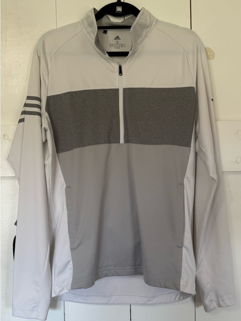 Adidas White and Light Gray Zip-Up Jacket